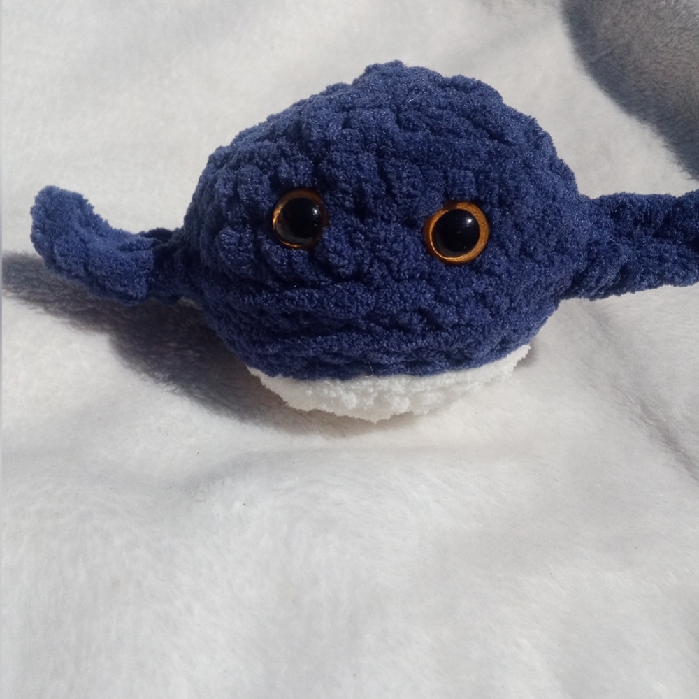 Handmade crocheted whale plushie